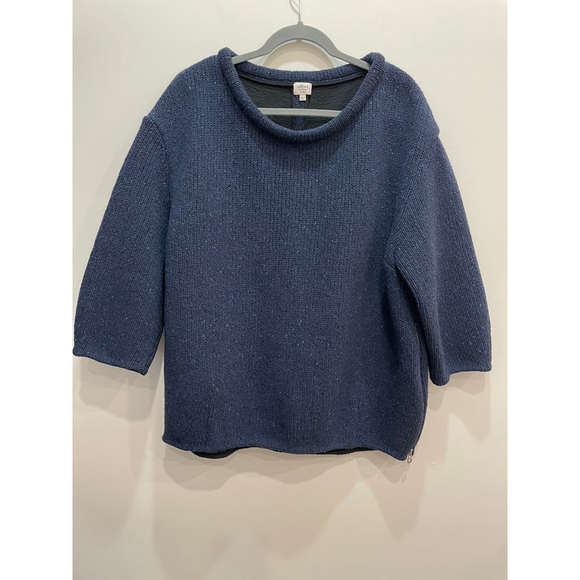 Wilfred Italian Yarn Blue Thick Wool Sweater Large Minimalist Chunky Capsule - Picture 1 of 11